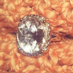 Silver Ring with Large Clear Stone